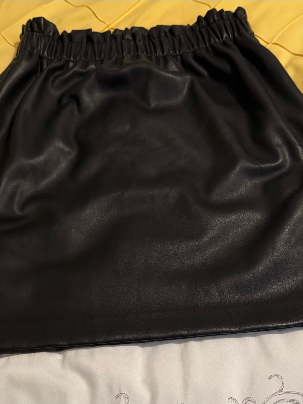 LOFT Black Faux Leather Mini Skirt with Elastic Waist